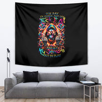 Flower Skull Tapestry One Day Say Fuck Itt All And Let My Demons Out - Wonder Print Shop