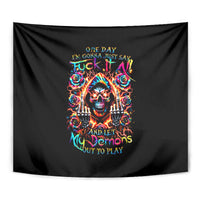 Flower Skull Tapestry One Day Say Fuck Itt All And Let My Demons Out - Wonder Print Shop