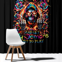 Flower Skull Window Curtain One Day Say Fuck Itt All And Let My Demons Out - Wonder Print Shop