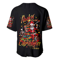 Skeleton Santa Claus Baseball Jersey Rockin' Around The Christmas Tree - Wonder Print Shop