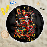Skeleton Santa Claus Beach Blanket Rockin' Around The Christmas Tree - Wonder Print Shop