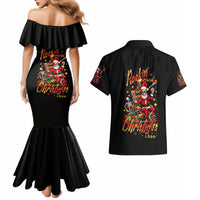 Skeleton Santa Claus Couples Matching Mermaid Dress and Hawaiian Shirt Rockin' Around The Christmas Tree - Wonder Print Shop