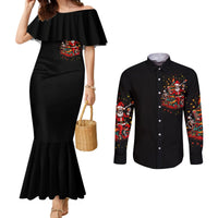 skeleton-santa-claus-couples-matching-mermaid-dress-and-long-sleeve-button-shirt-rockin-around-the-christmas-tree