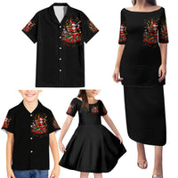 Skeleton Santa Claus Family Matching Puletasi Dress and Hawaiian Shirt Rockin' Around The Christmas Tree - Wonder Print Shop