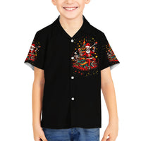 Skeleton Santa Claus Family Matching Short Sleeve Bodycon Dress and Hawaiian Shirt Rockin' Around The Christmas Tree - Wonder Print Shop