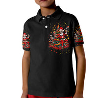 Skeleton Santa Claus Kid Polo Shirt Rockin' Around The Christmas Tree - Wonder Print Shop