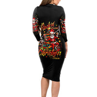 Skeleton Santa Claus Long Sleeve Bodycon Dress Rockin' Around The Christmas Tree - Wonder Print Shop