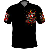 Skeleton Santa Claus Polo Shirt Rockin' Around The Christmas Tree - Wonder Print Shop