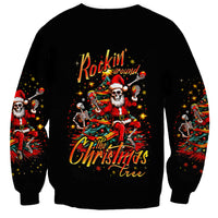 Skeleton Santa Claus Sweatshirt Rockin' Around The Christmas Tree - Wonder Print Shop