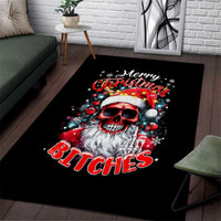 Skeleton Santa Claus Area Rug Merry Christmas Bitches - Wonder Print Shop
