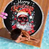Skeleton Santa Claus Beach Blanket Merry Christmas Bitches - Wonder Print Shop