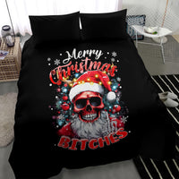 Skeleton Santa Claus Bedding Set Merry Christmas Bitches - Wonder Print Shop