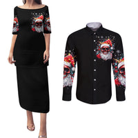 Skeleton Santa Claus Couples Matching Puletasi Dress and Long Sleeve Button Shirt Merry Christmas Bitches - Wonder Print Shop