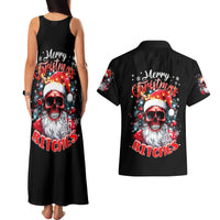 Skeleton Santa Claus Couples Matching Tank Maxi Dress and Hawaiian Shirt Merry Christmas Bitches - Wonder Print Shop
