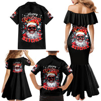 Skeleton Santa Claus Family Matching Mermaid Dress and Hawaiian Shirt Merry Christmas Bitches - Wonder Print Shop