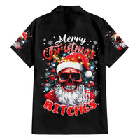 Skeleton Santa Claus Family Matching Off Shoulder Long Sleeve Dress and Hawaiian Shirt Merry Christmas Bitches - Wonder Print Shop
