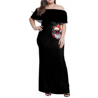 Skeleton Santa Claus Family Matching Off Shoulder Maxi Dress and Hawaiian Shirt Merry Christmas Bitches - Wonder Print Shop