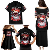 Skeleton Santa Claus Family Matching Puletasi Dress and Hawaiian Shirt Merry Christmas Bitches - Wonder Print Shop