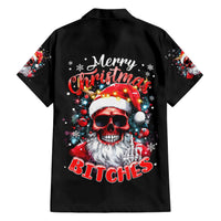 Skeleton Santa Claus Family Matching Short Sleeve Bodycon Dress and Hawaiian Shirt Merry Christmas Bitches - Wonder Print Shop