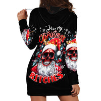 Skeleton Santa Claus Hoodie Dress Merry Christmas Bitches - Wonder Print Shop