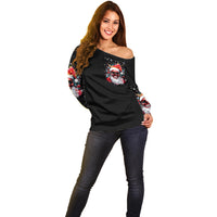 Skeleton Santa Claus Off Shoulder Sweater Merry Christmas Bitches - Wonder Print Shop