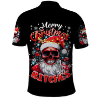 Skeleton Santa Claus Polo Shirt Merry Christmas Bitches - Wonder Print Shop