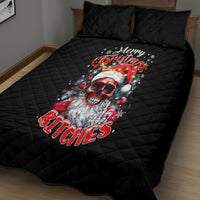 Skeleton Santa Claus Quilt Bed Set Merry Christmas Bitches - Wonder Print Shop