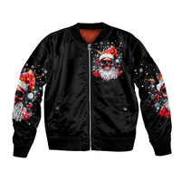 Skeleton Santa Claus Sleeve Zip Bomber Jacket Merry Christmas Bitches - Wonder Print Shop