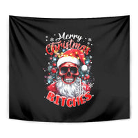 Skeleton Santa Claus Tapestry Merry Christmas Bitches - Wonder Print Shop