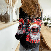 Skeleton Santa Claus Women Casual Shirt Merry Christmas Bitches - Wonder Print Shop