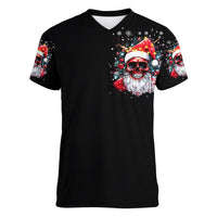 Skeleton Santa Claus Women V Neck T Shirt Merry Christmas Bitches - Wonder Print Shop