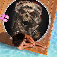Skeleton Santa Claus Beach Blanket Scary Skeleton Santa Claus Coming - Wonder Print Shop