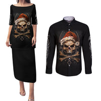 Skeleton Santa Claus Couples Matching Puletasi Dress and Long Sleeve Button Shirt Scary Skeleton Santa Claus Coming - Wonder Print Shop
