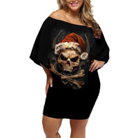 Skeleton Santa Claus Family Matching Off Shoulder Short Dress and Hawaiian Shirt Scary Skeleton Santa Claus Coming - Wonder Print Shop