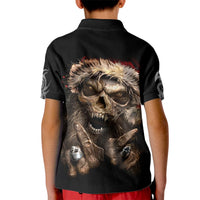 Skeleton Santa Claus Kid Polo Shirt Scary Skeleton Santa Claus Coming - Wonder Print Shop
