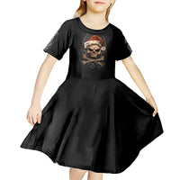 Skeleton Santa Claus Kid Short Sleeve Dress Scary Skeleton Santa Claus Coming - Wonder Print Shop