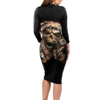 Skeleton Santa Claus Long Sleeve Bodycon Dress Scary Skeleton Santa Claus Coming - Wonder Print Shop