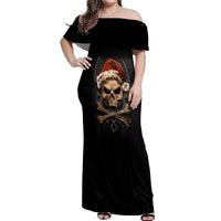 Skeleton Santa Claus Off Shoulder Maxi Dress Scary Skeleton Santa Claus Coming - Wonder Print Shop