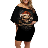 Skeleton Santa Claus Off Shoulder Short Dress Scary Skeleton Santa Claus Coming - Wonder Print Shop