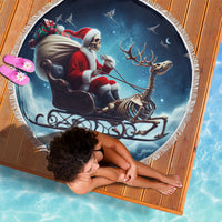 Skeleton Santa Claus Beach Blanket Santa Claus Is Coming To Town - Wonder Print Shop