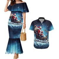 Skeleton Santa Claus Couples Matching Mermaid Dress and Hawaiian Shirt Santa Claus Is Coming To Town - Wonder Print Shop