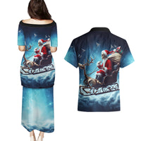 Skeleton Santa Claus Couples Matching Puletasi Dress and Hawaiian Shirt Santa Claus Is Coming To Town - Wonder Print Shop