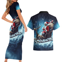 Skeleton Santa Claus Couples Matching Short Sleeve Bodycon Dress and Hawaiian Shirt Santa Claus Is Coming To Town - Wonder Print Shop