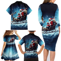 Skeleton Santa Claus Family Matching Long Sleeve Bodycon Dress and Hawaiian Shirt Santa Claus Is Coming To Town - Wonder Print Shop
