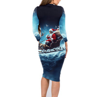 Skeleton Santa Claus Family Matching Long Sleeve Bodycon Dress and Hawaiian Shirt Santa Claus Is Coming To Town - Wonder Print Shop