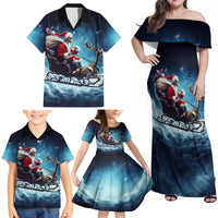 Skeleton Santa Claus Family Matching Off Shoulder Maxi Dress and Hawaiian Shirt Santa Claus Is Coming To Town - Wonder Print Shop
