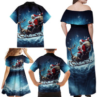 Skeleton Santa Claus Family Matching Off Shoulder Maxi Dress and Hawaiian Shirt Santa Claus Is Coming To Town - Wonder Print Shop
