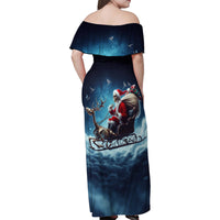 Skeleton Santa Claus Family Matching Off Shoulder Maxi Dress and Hawaiian Shirt Santa Claus Is Coming To Town - Wonder Print Shop