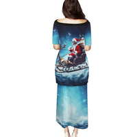 Skeleton Santa Claus Family Matching Puletasi Dress and Hawaiian Shirt Santa Claus Is Coming To Town - Wonder Print Shop