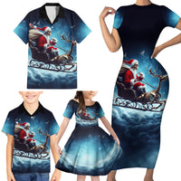 Skeleton Santa Claus Family Matching Short Sleeve Bodycon Dress and Hawaiian Shirt Santa Claus Is Coming To Town - Wonder Print Shop